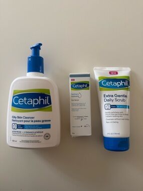 Cetaphil Oily Skin Cleanser Eye Serum & Extra Gentle Daily Scrub